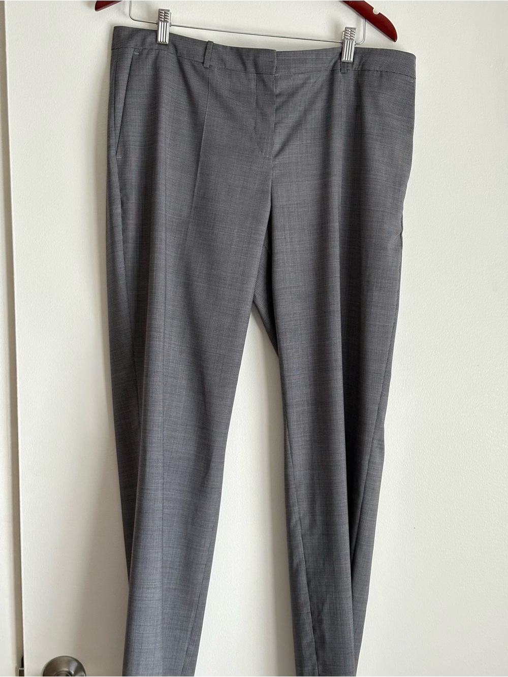Boss Women's Gray Check Dress Pants - Tailored Straight Leg